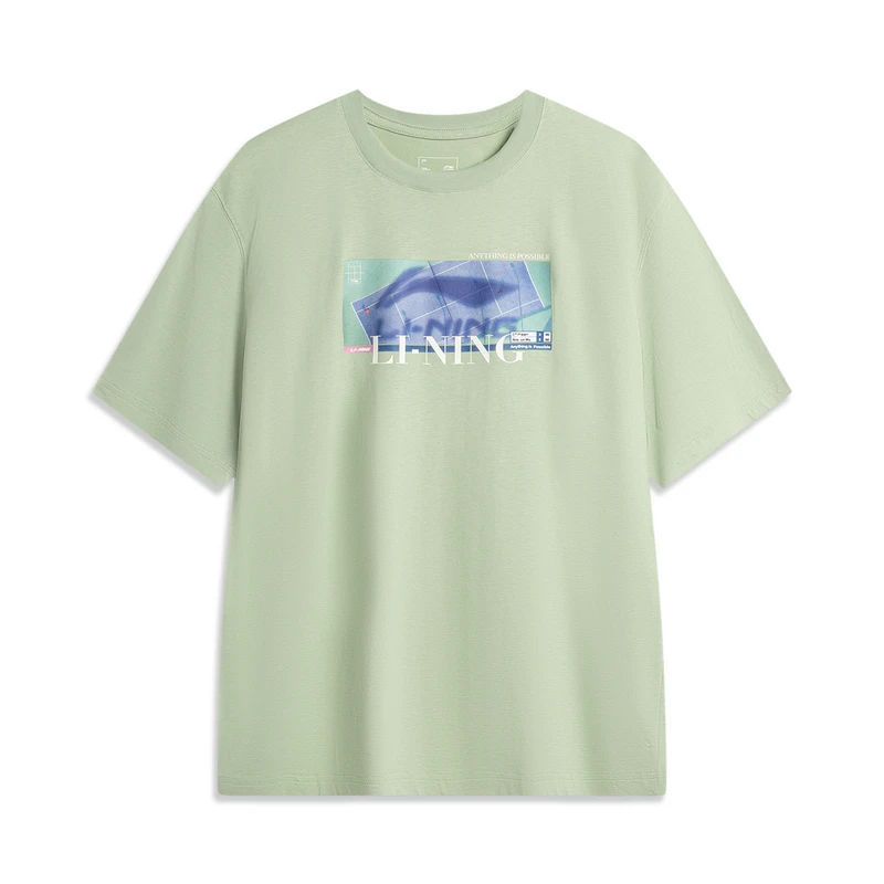 LI-NING/李宁夏季男子运动生活系列休闲短袖T恤文化衫AHSU629-B品