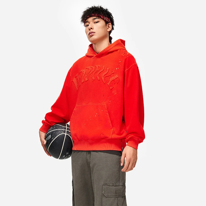 LI-NING/李宁男子反伍篮球系列宽松休闲运动套头卫衣AWDU097-B品