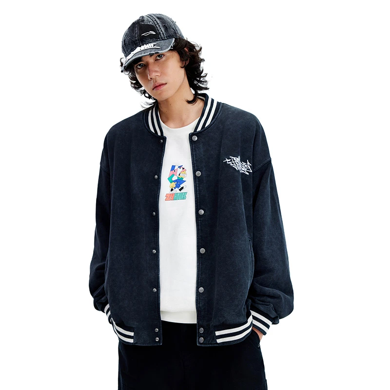 中国李宁系列风衣春季时尚透气宽松简约休闲针织外套AFDU247--B品