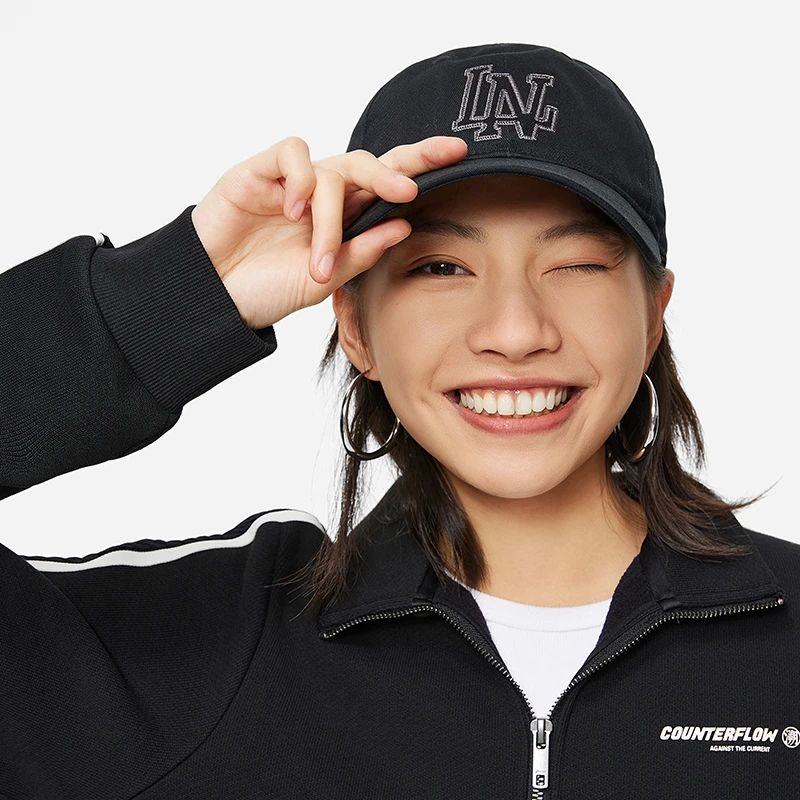 李宁运动生活系列男女同款软顶刺绣字符帽子棒球帽AMYU025-1-B品