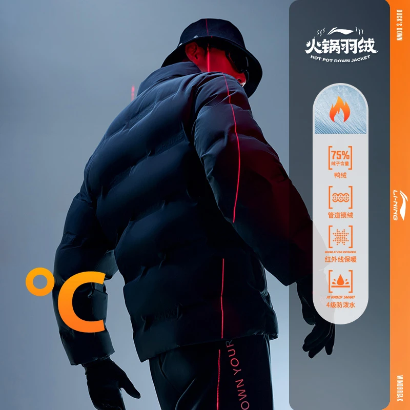 LI-NING/李宁男子健身系列宽松休闲保暖运动羽绒服AYMT299-B品