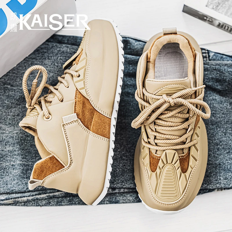 KAISER/凯撒·男鞋潮流秋季透气百搭新款休闲鞋时尚厚底增高老爹鞋