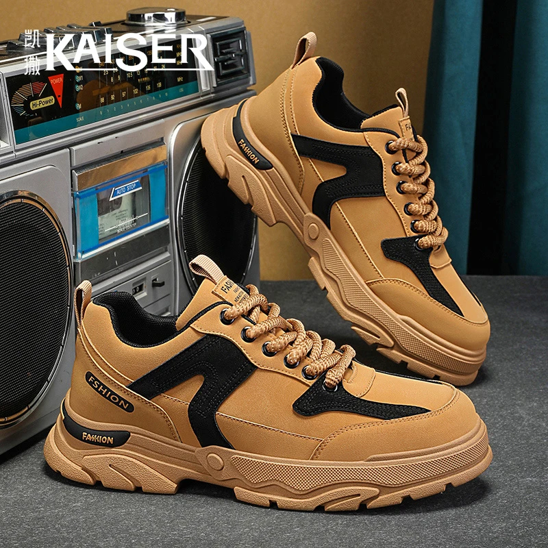 凯撒官方正版男鞋秋季防滑厚底运动鞋子男款舒适工装鞋休闲马丁靴