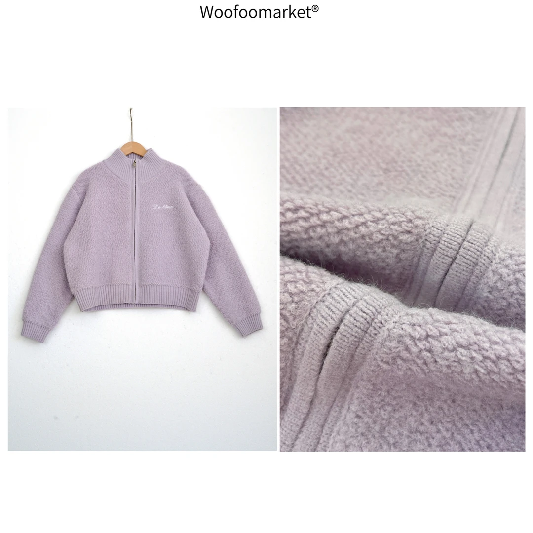 【海街日集】刺绣立领拉链毛衣外套女女秋冬 MY357