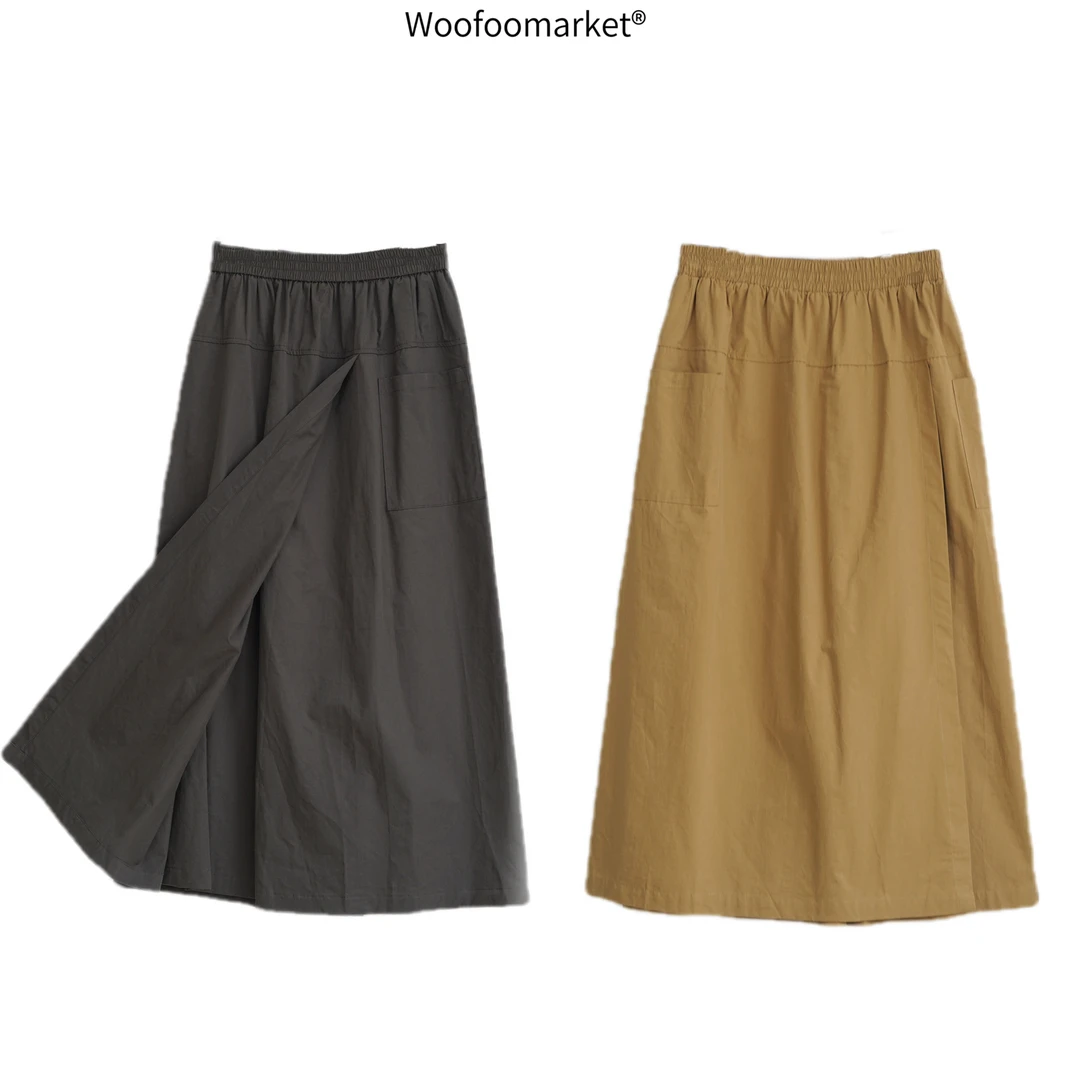 清！【海街日集】裙裤松紧腰女秋季工装口袋山本风 KZ254