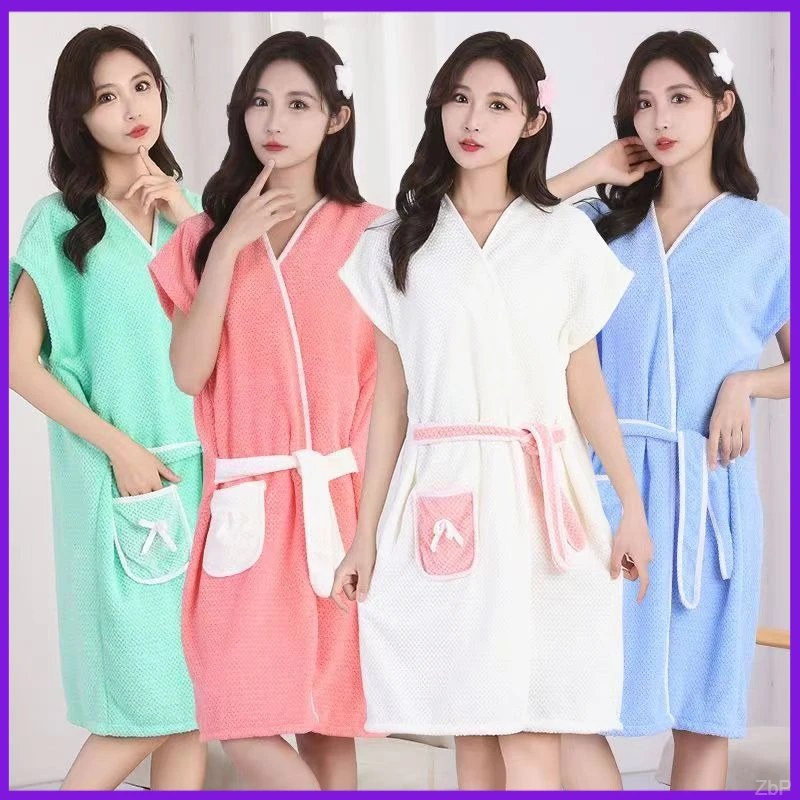 无袖浴袍加长加大浴裙80-140斤四季可穿可裹吸水浴巾不掉毛居家女