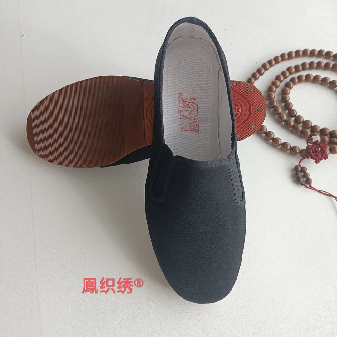 鳯织绣巾口男牛皮底防滑礼服呢北京布鞋纯手工反绱线舒适传统透气