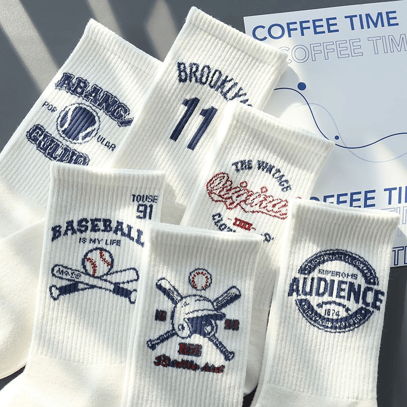 长袜男款秋季保暖学生运动袜子男潮百搭中筒棉防臭白色篮球袜中筒