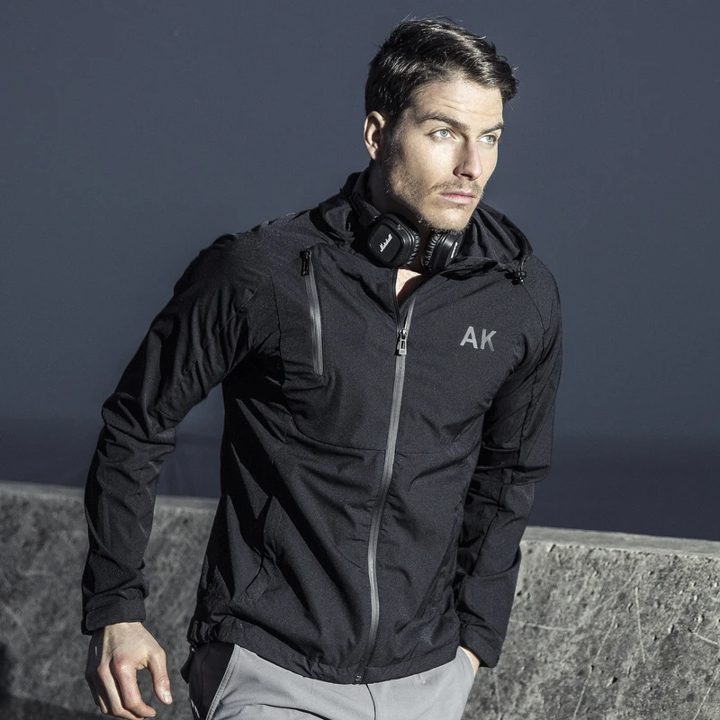 AKCLUB轻薄机能弹力皮肤衣透气防晒服夹克连帽外套男上衣 2204215