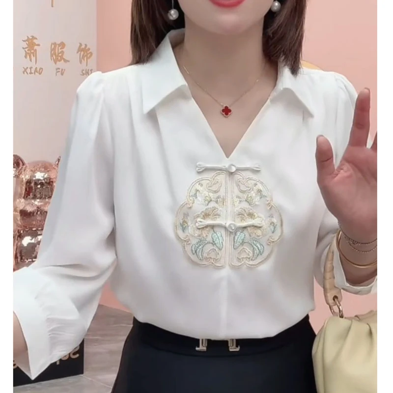 （中袖款）-新中式国风衬衫女高级感衬衣2024春夏新款