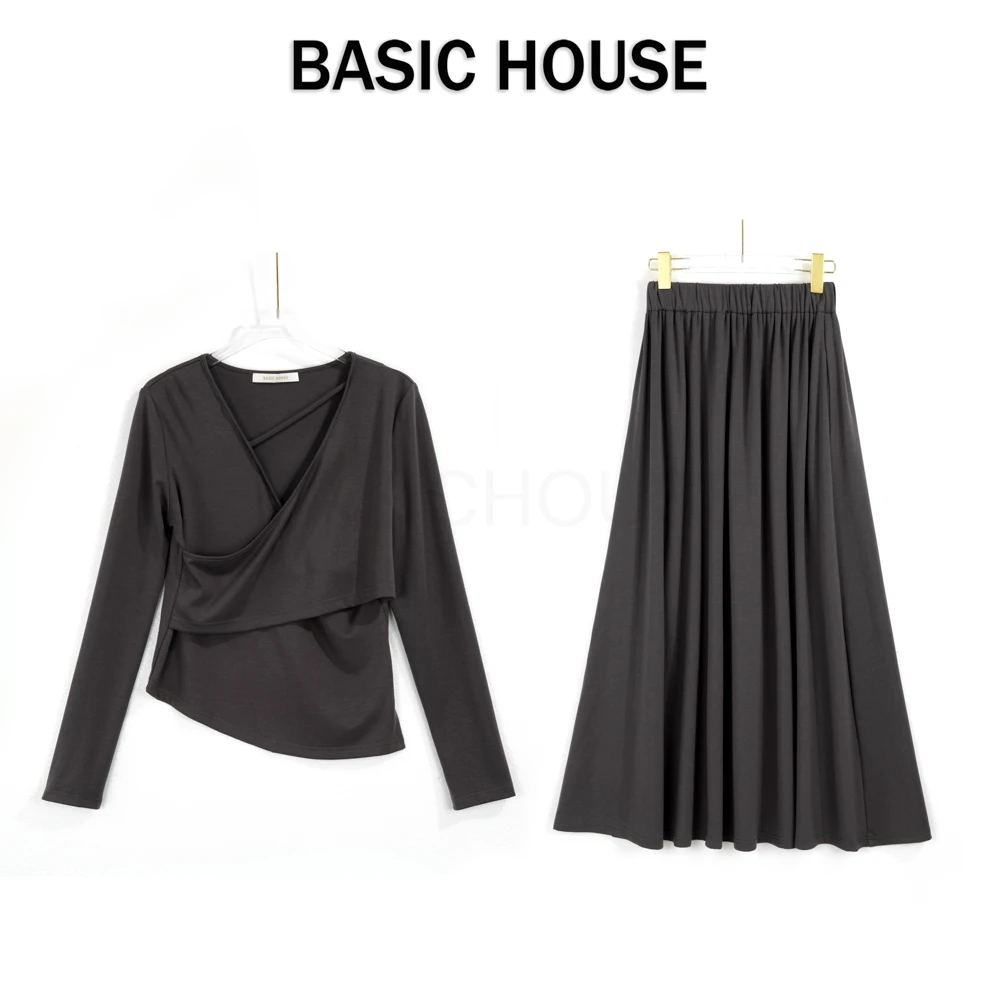 Basic House/百家好2025春秋新款气质长袖时尚套装两件套