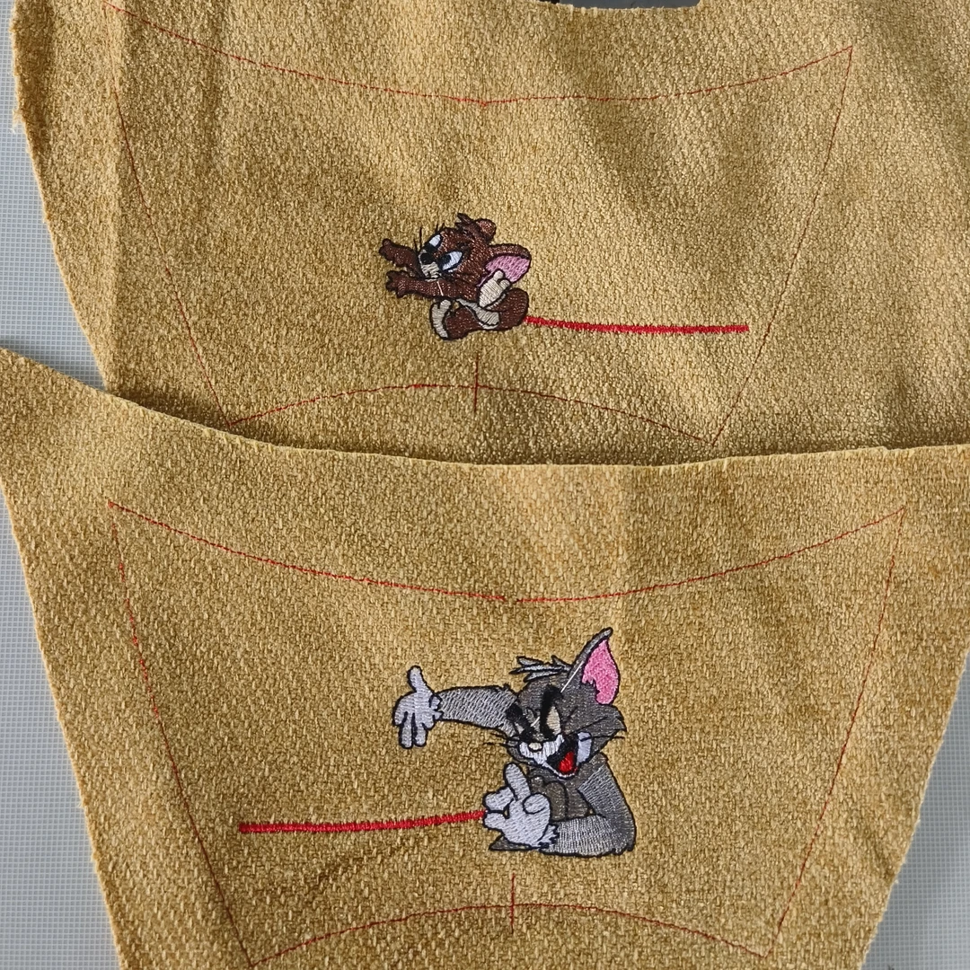 夏季猫捉老鼠卡通系列鱼嘴绣花鞋面，全场满50包邮布鞋半成品