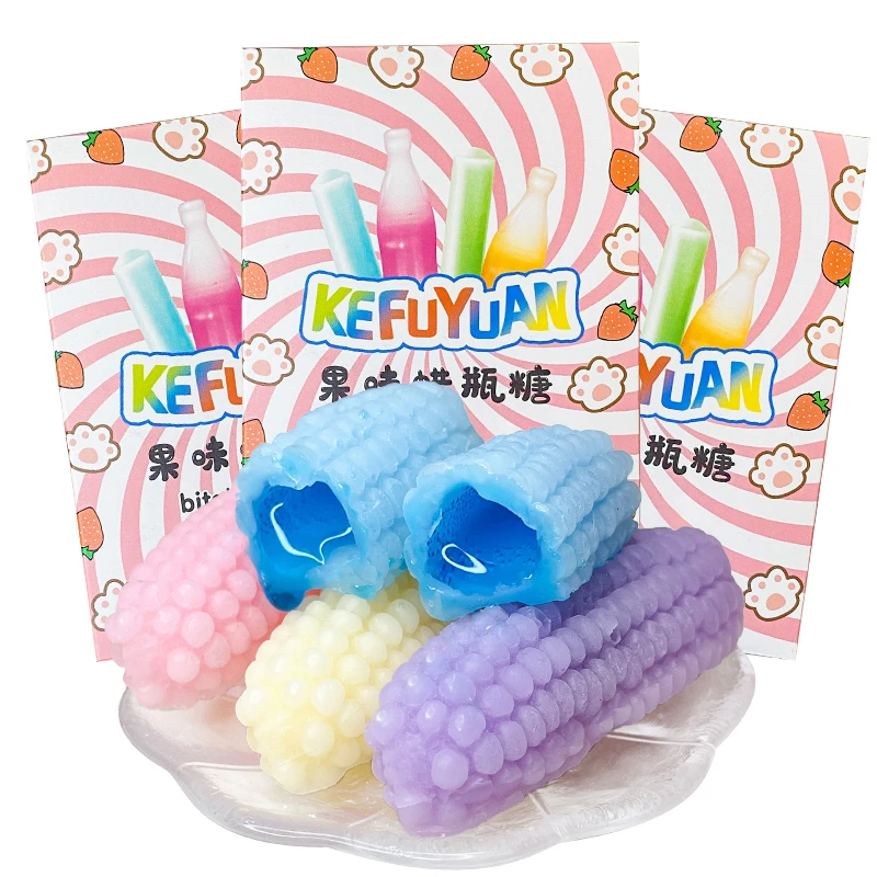 网红蜡瓶糖夹心爆浆主播吃同款辣皮糖果蜡咀嚼解压食用蜡笔糖零食