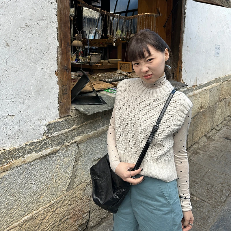 Our2【粗针马甲】羊毛镂空无袖针织衫背心【B7207】