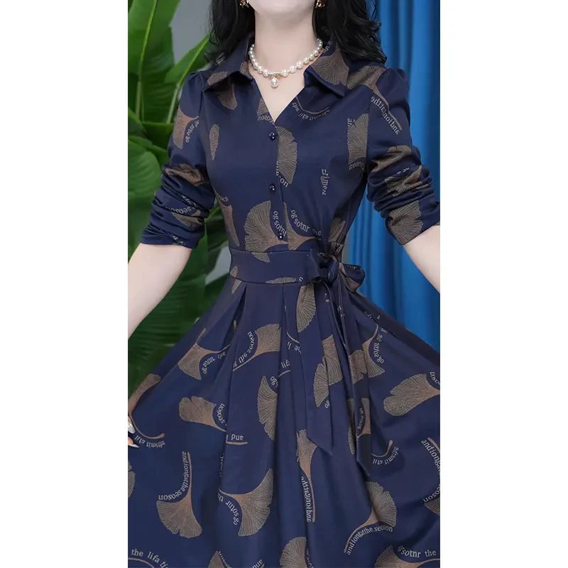 YS-23B59-12  气质收腰秋冬加厚时尚洋气长袖连衣裙