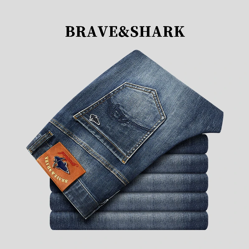 BRAVE&SHARK/勇士鲨鱼勇士鲨鱼男士休闲牛仔裤6993黑色直筒裤百搭