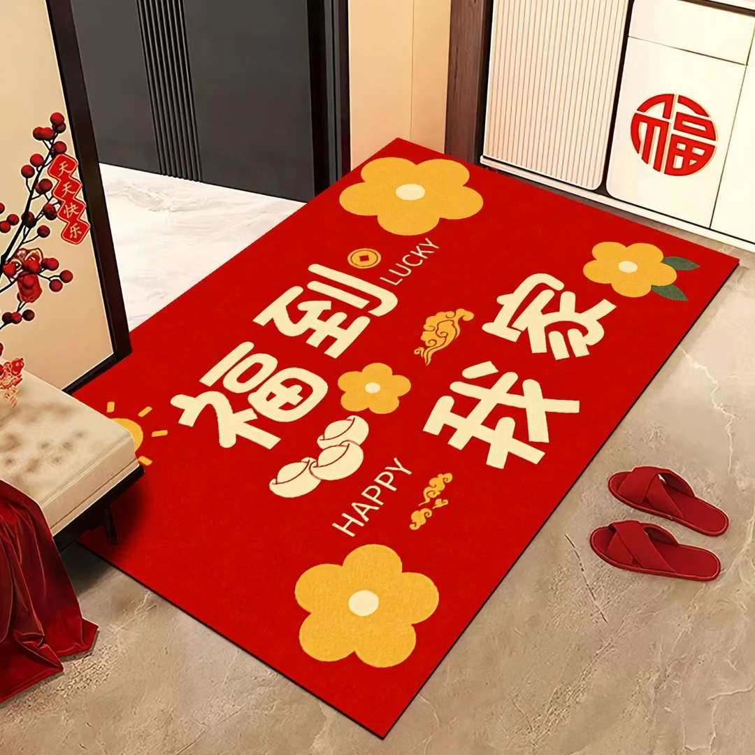 中式硅藻泥入户门垫吸水地毯门地垫红色浴室垫卫生间专用门口地垫