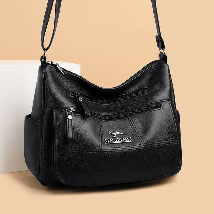 2024新款时尚百搭中老年妈妈包多层软皮包包女大容量单肩斜挎包女