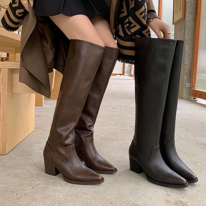 ZHIYU时尚街拍 粗跟高跟过膝 骑士长筒靴 两个版本6CM
