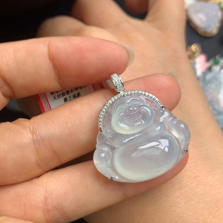 翡翠吊坠(不含链)18K金镶嵌