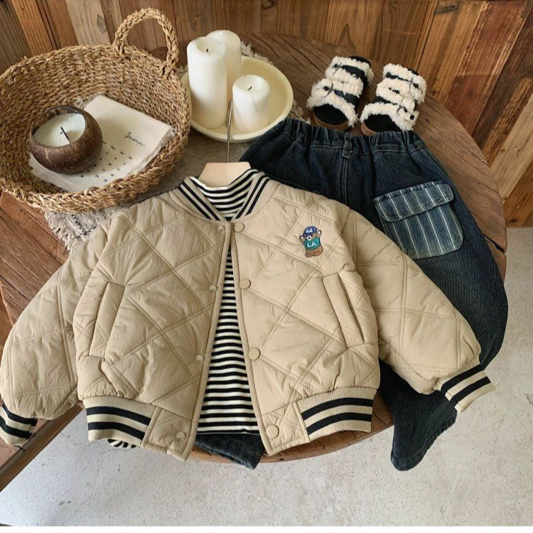 儿童棒球服棉衣外套男童女童洋气休闲加厚冬季宝宝保暖韩版外套