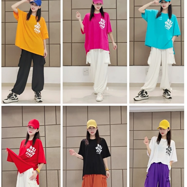 1068大板嘻哈风7色+2038宽松立体大口袋工装裤套装曳步舞服装