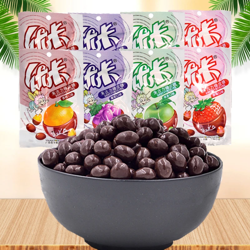 优卡朱古力橡皮糖脆皮软糖糖果办公室宿舍休闲8090怀旧经典小零食