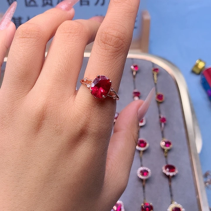 红宝石戒指银S925镶嵌111111