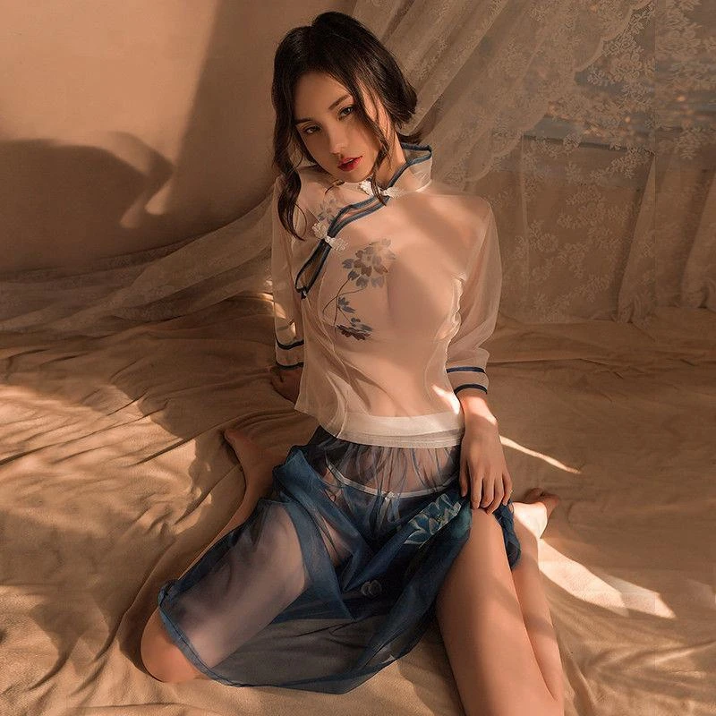 七夕网纱民国风学生装性感JK制服汉服套装女古风复古吊带睡出夏季