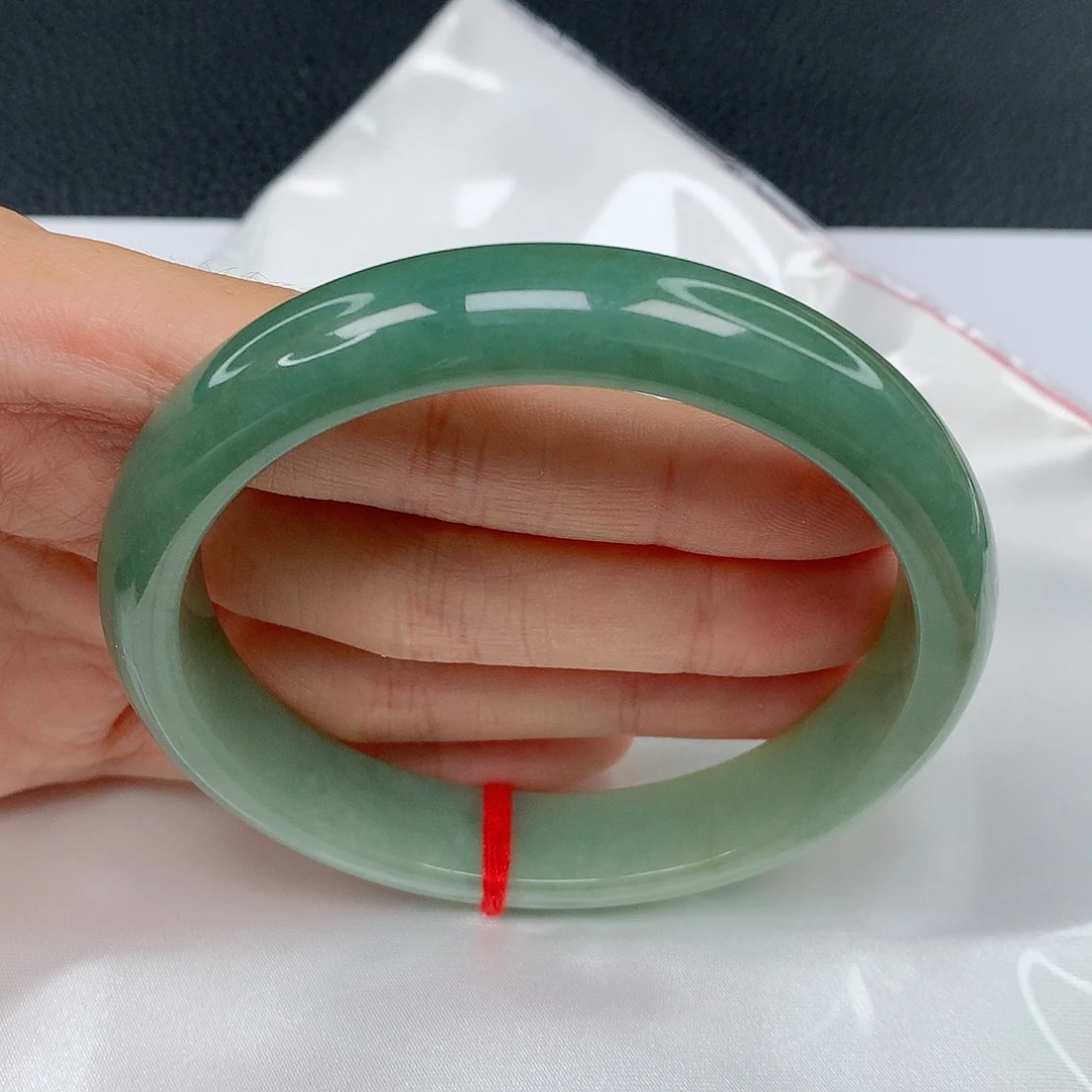 翡翠手镯未镶嵌63.1老油青正圈