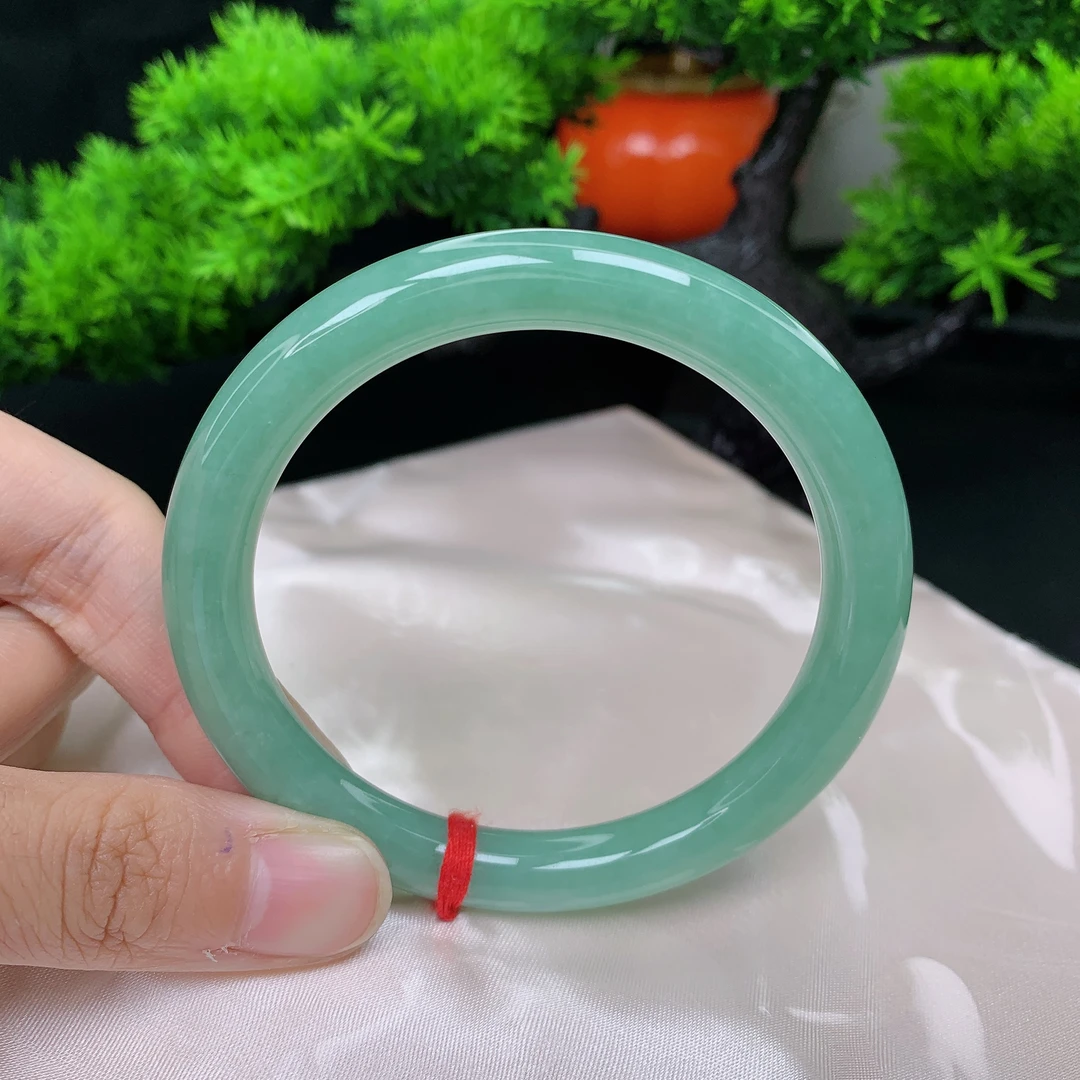 57圈口缅甸天然翡翠A货 老坑细糯种满绿圆条翡翠手镯女款809104