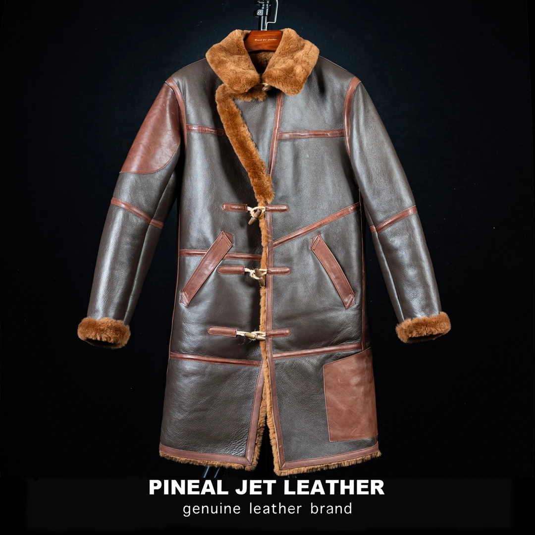 PJL真皮原生态冬季时尚澳毛一体风衣加厚保暖冬装翻领外套皮毛K