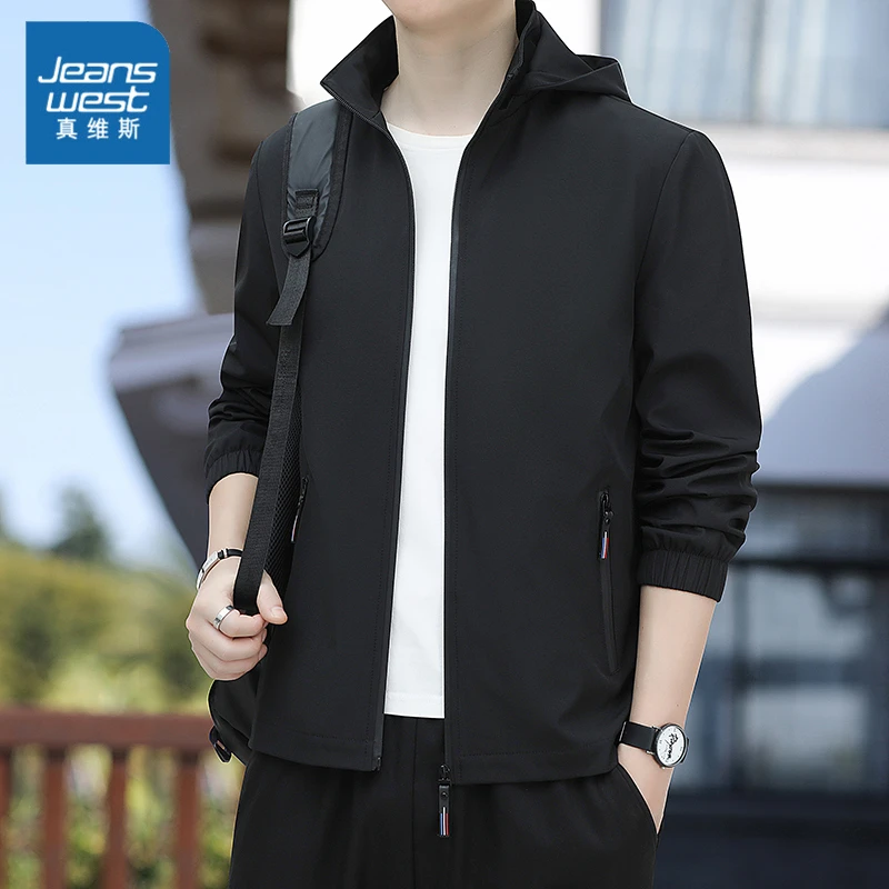 Jeanswest/真维斯男士春秋新款休闲舒适百搭外套时尚潮流立领夹克