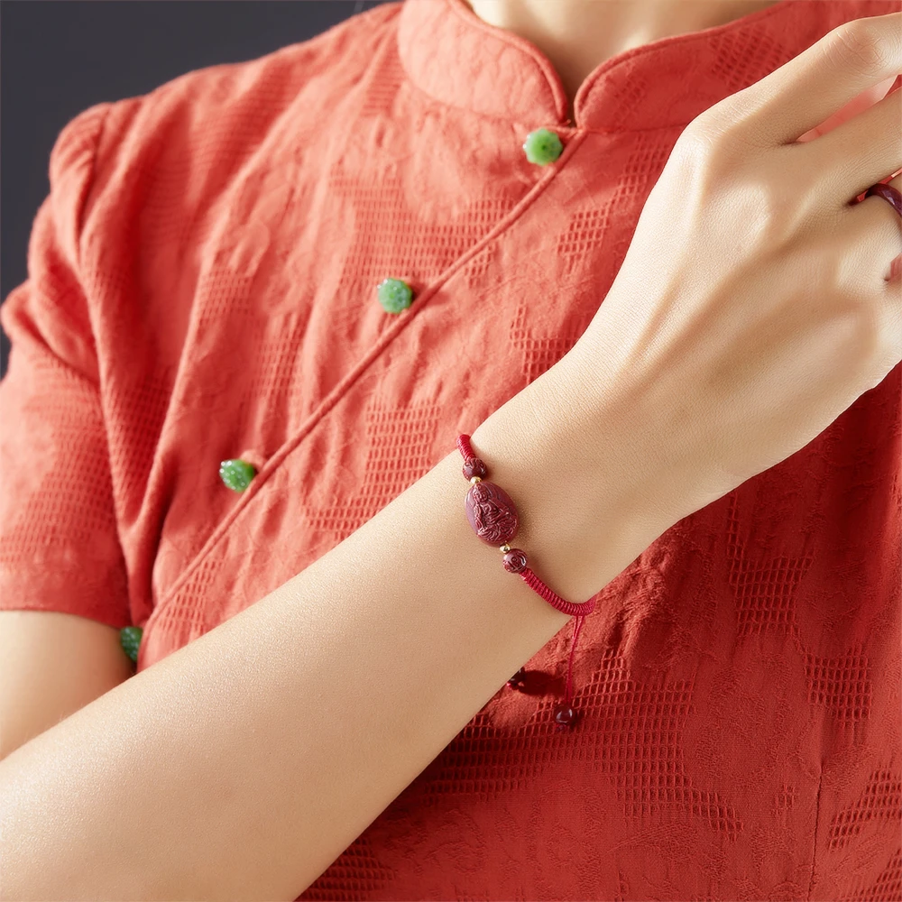 含辰砂工艺品【正品朱砂】高含量紫金砂手编生肖守护红绳