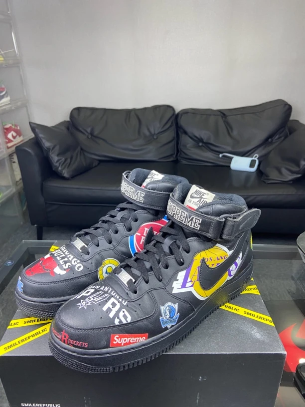 Nike休闲鞋AF1 Supreme联名黑44码配盒94新中古潮流高帮男鞋