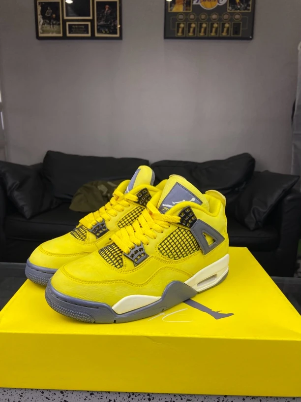 Nike休闲鞋aj4电母40.5码配盒96新中古潮流黄白中帮男鞋时尚