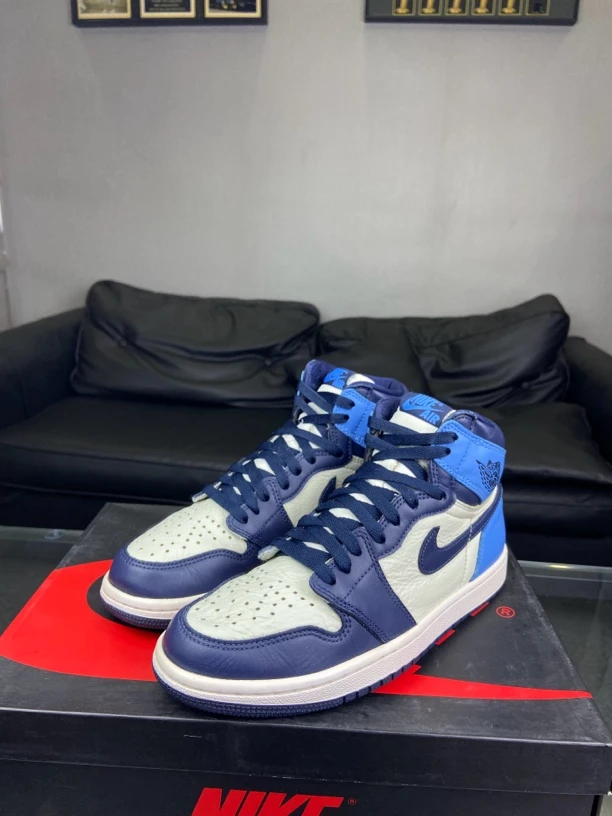 Nike休闲鞋aj1黑曜石40.5码配盒95新中古潮流高帮黑蓝时尚男鞋