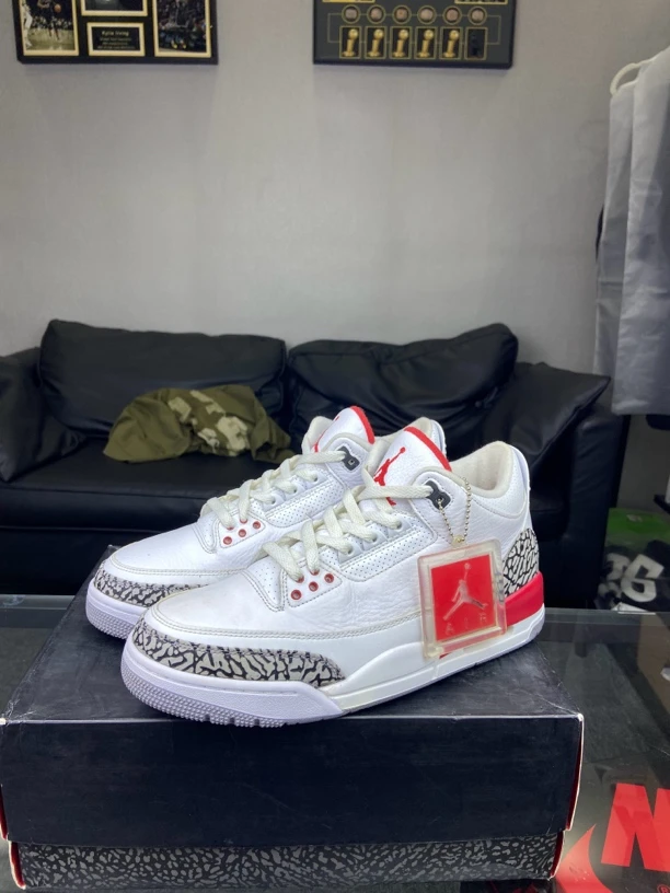 Nike休闲鞋aj3飓风44码原盒96新中古潮流中帮白红男鞋时尚