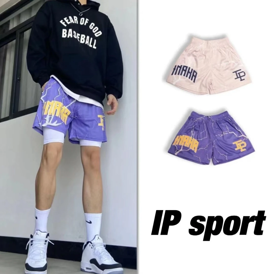 新款美式潮牌篮球运动短裤四分不过膝宽松潮流速干健身训练裤男