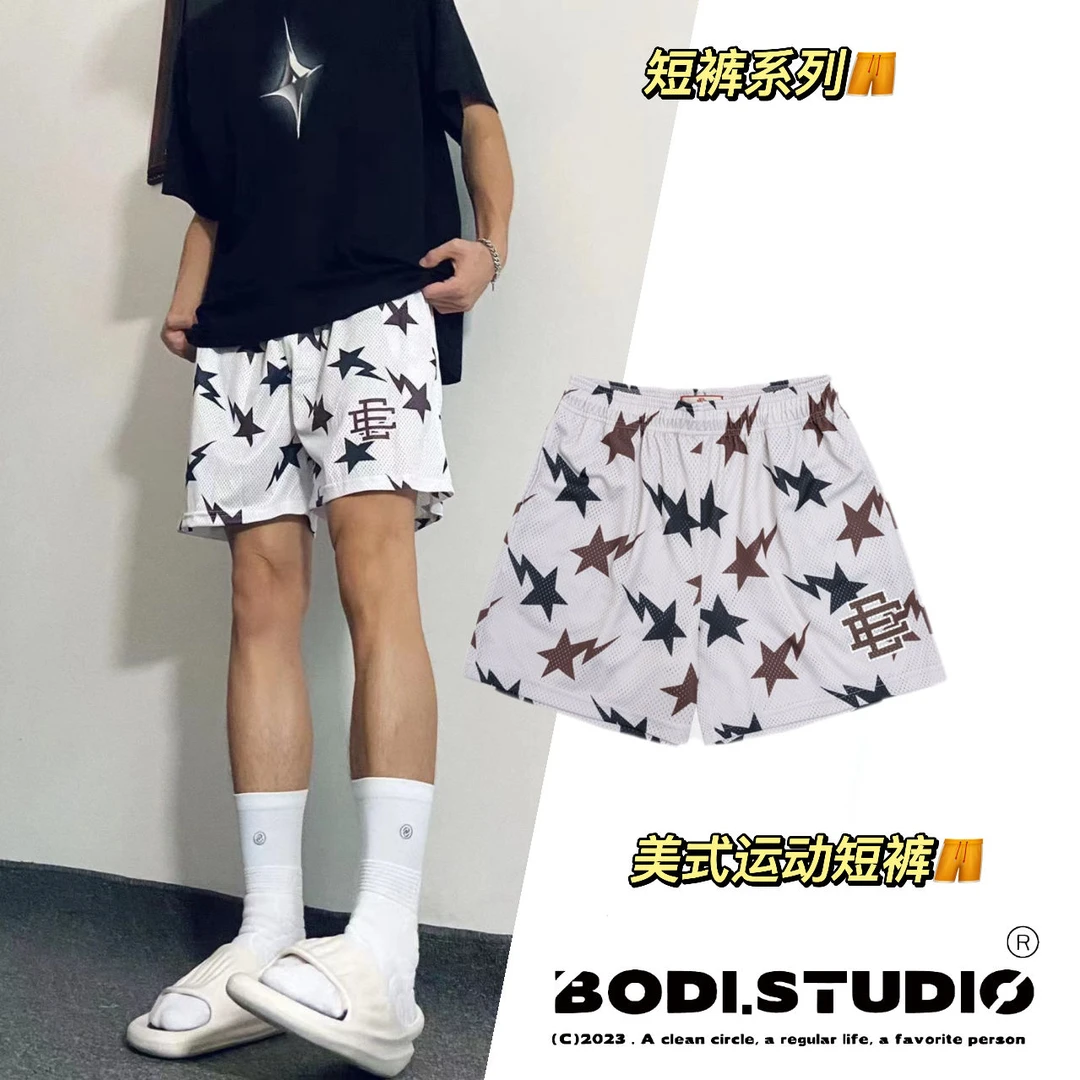 BODI夏季新品美式篮球运动短裤星星裤子男不过膝健身透气款四分裤