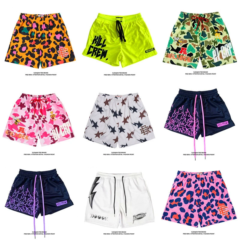 夏季薄款篮球美式速干男高街不过膝篮球运动裤宽松训练四分休闲裤