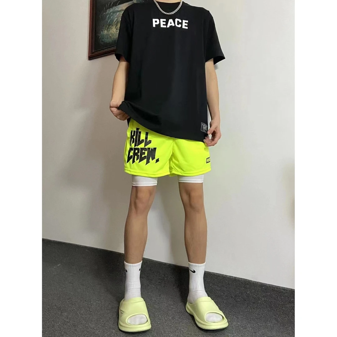 美式潮牌三分短裤男运动网眼速干篮球裤练腿跑步训练肌肉健身裤子