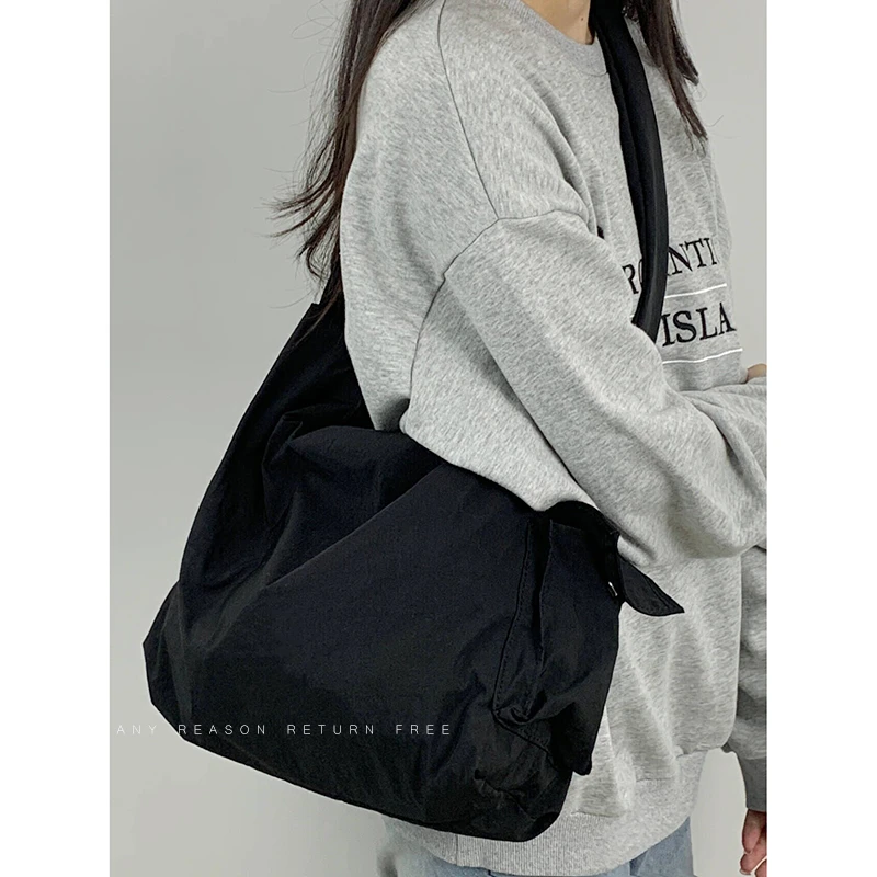 休闲慵懒风斜挎包女2024新款韩版大容量帆布托特包上课通勤单肩包
