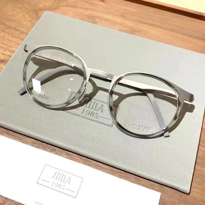 JlllA1985欧系风格无螺丝设计眼镜框超轻纯钛可做近视眼镜框601