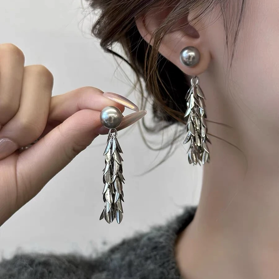 铜合金耳饰 【两戴麦穗】轻奢气质时尚百搭长款个性欧美耳环-569