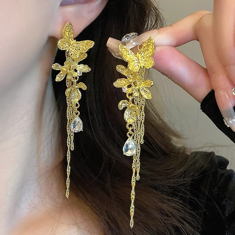 铜合金耳饰 【庄生梦蝶】一款两戴蝴蝶流苏高级感-640