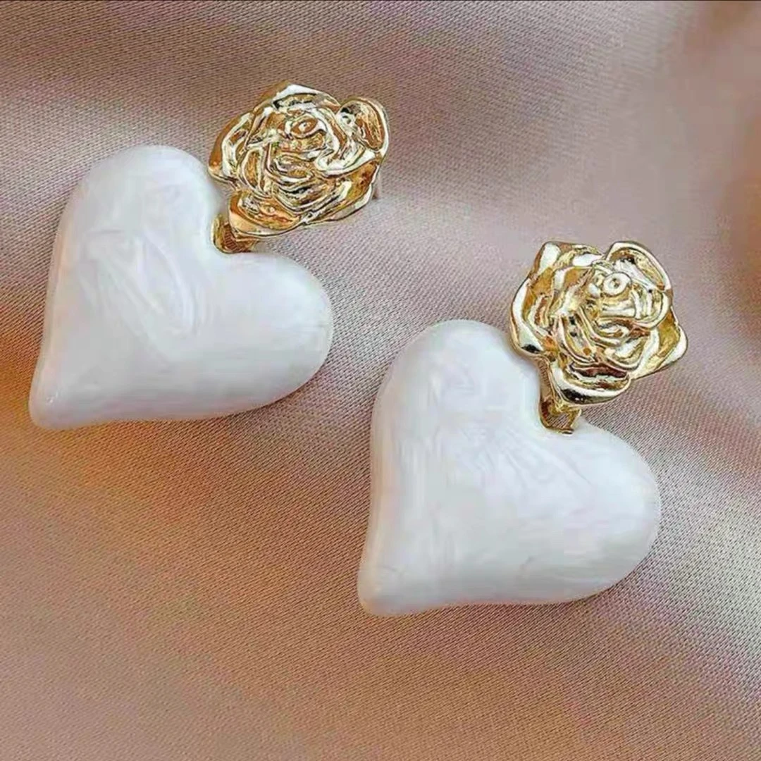 铜合金耳饰 【爱心奶泡】简约气质时尚百搭优雅-886