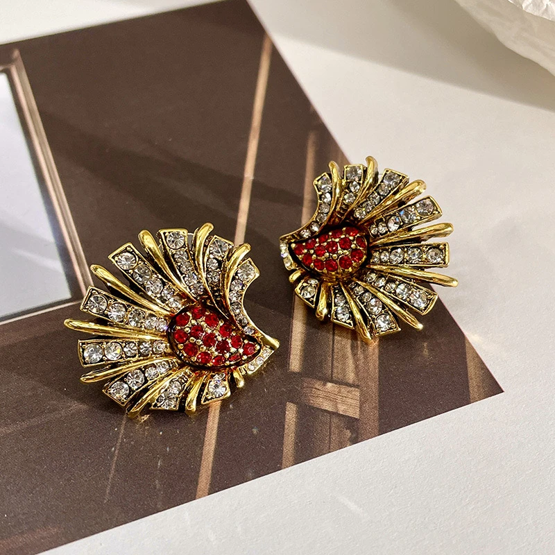 铜合金耳饰 【意境】法式中古重工宫廷风气质设计耳钉-214