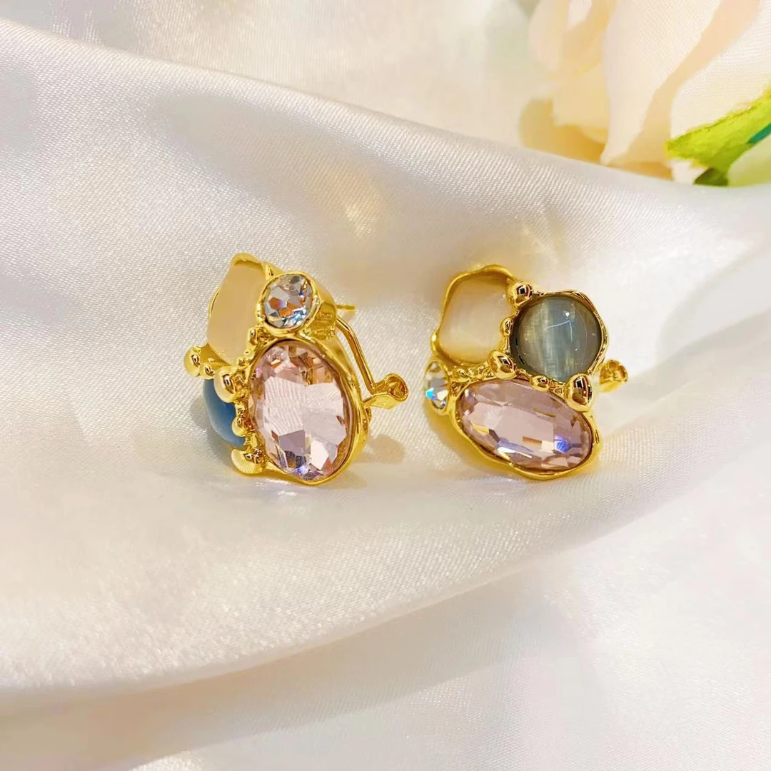 铜合金耳饰 【好久不见】复古小众彩色炫彩精致-646