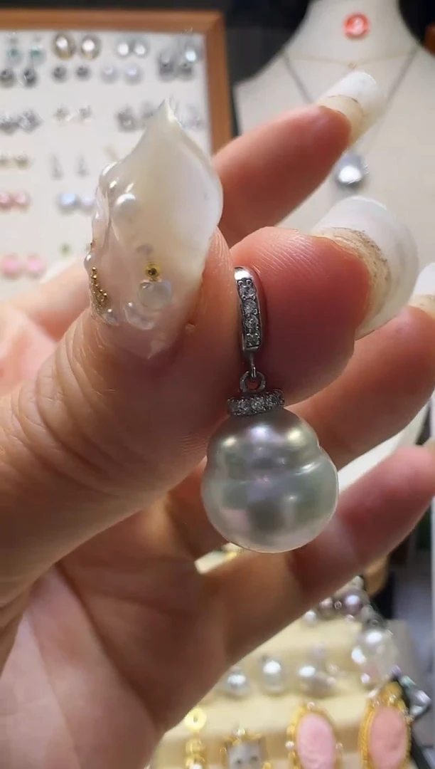 【闪购商品】海水珍珠吊坠(不含链)银S925镶嵌澳白吊坠